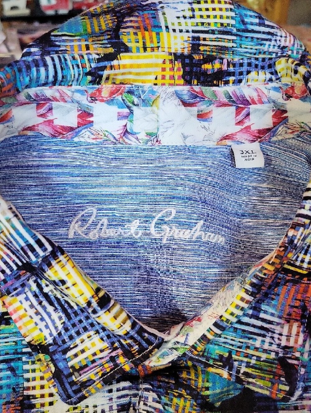 Robert Graham Multicolor Plaid & Brushstroke Button-Down - Picture 5 of 8